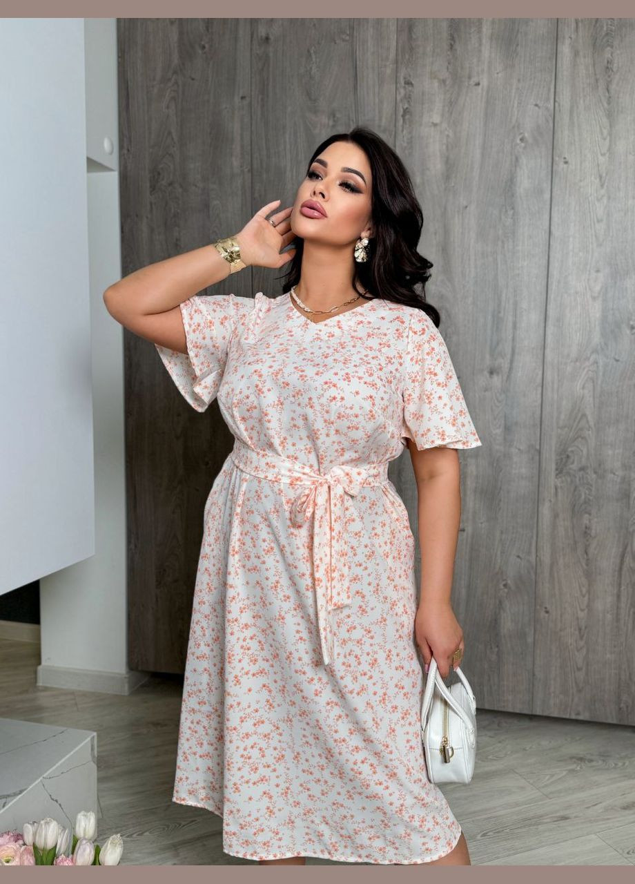 Оранжевое платье с поясом Fashion