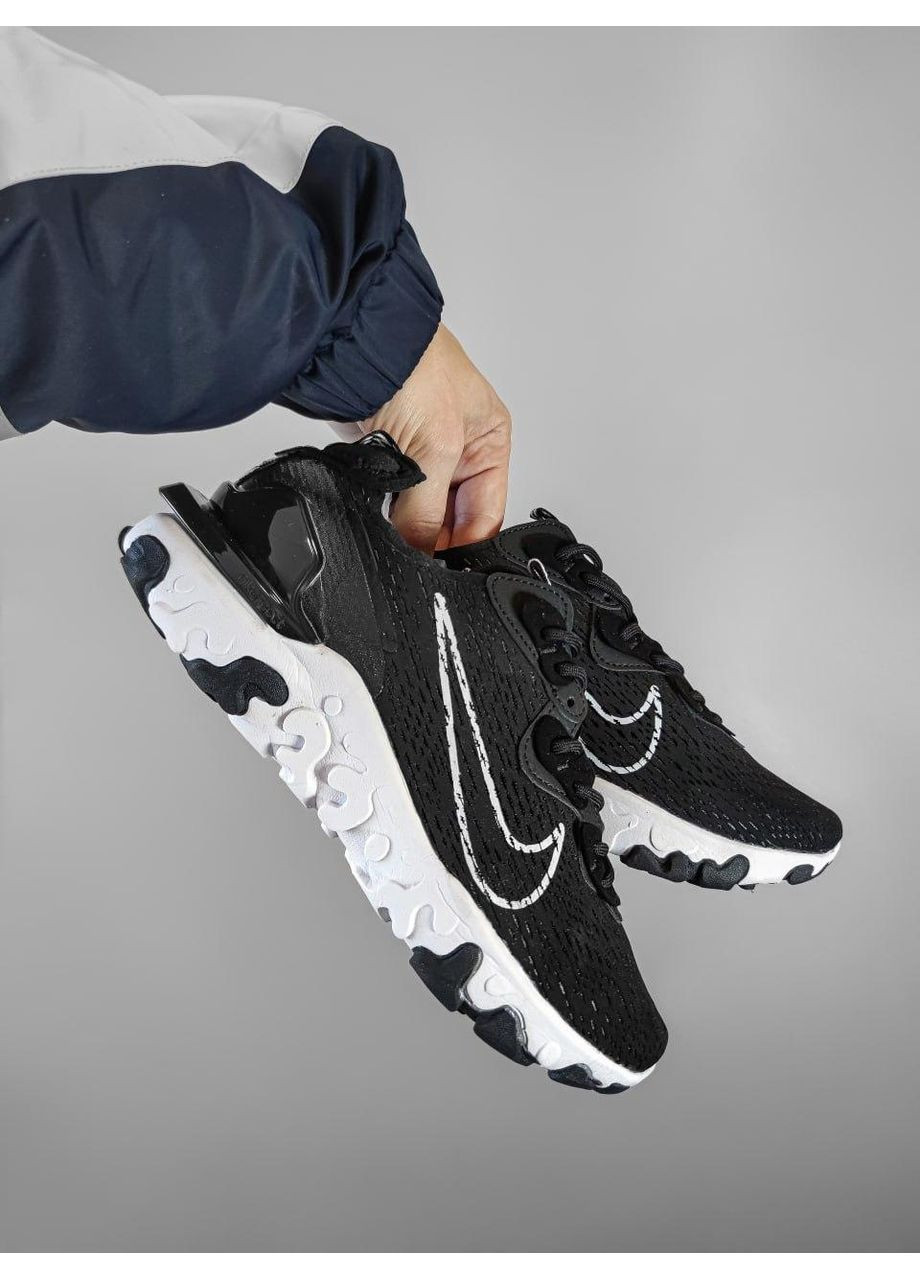 КРОССОВКИ ЖЕНСКИЕ NIKE REACT VECTOR BLACK / WHITE НАЙК РЕАКТ ВИСИОН No Brand чёрные демисезоны (368887733)