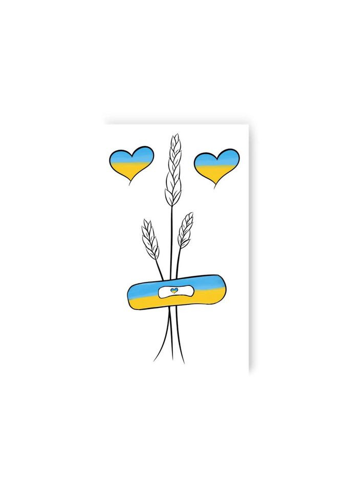 Набор временных татуировок "Украинский колосок с сердечками" L-50 No Brand (333944122)