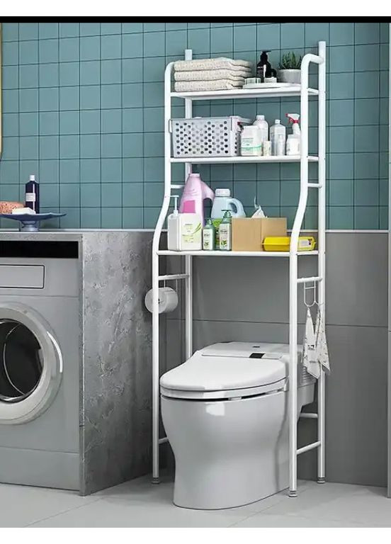 Полка-стеллаж над унитазом из нержавеющей стали Toilet Rack R30895 White No Brand (350349282)