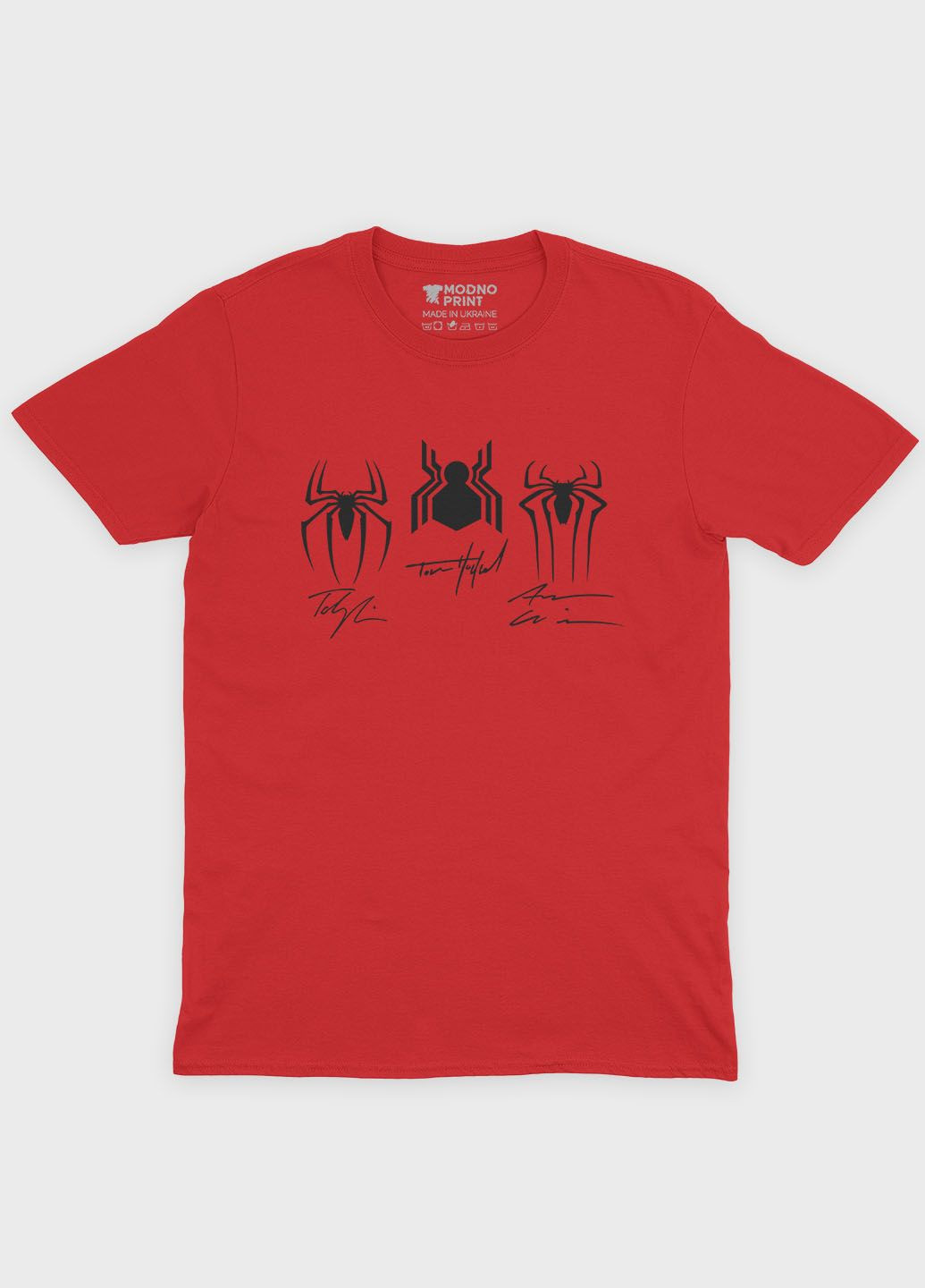 Червона демісезонна футболка для хлопчика з принтом супергероя - людина-павук (ts001-1-sre-006-014-098-b) Modno