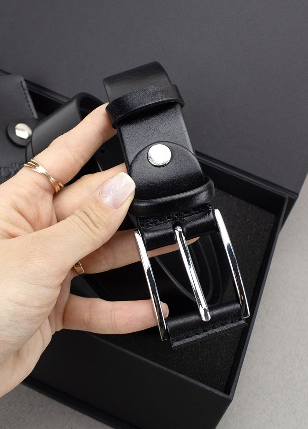 Подарунковий чоловічий набір 2503 (портмоне та ремінь) чорний в коробці HandyCover (314799995)