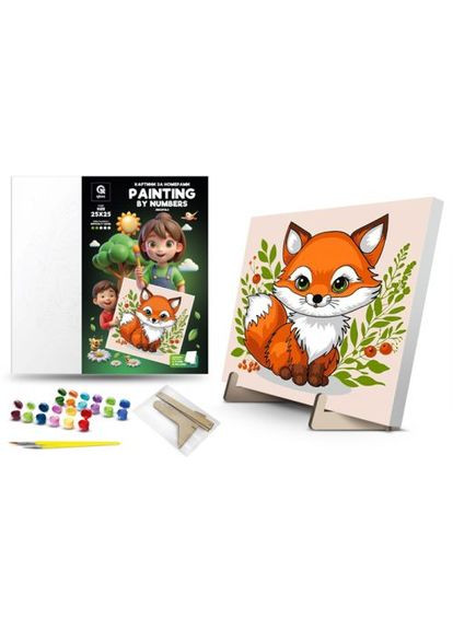 Картина по номерам на подставке "Лисичка" (25х25 см) qbee (361412834)