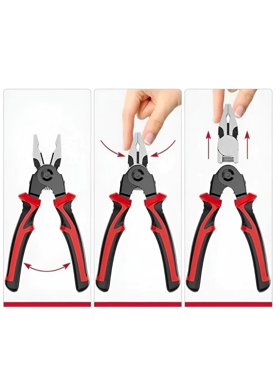 Плоскогубцы многофункциональные со сменными насадками набор 5 в 1 в футляре, пассатижи, кусачки, ножницы по металлу Home (361161872)