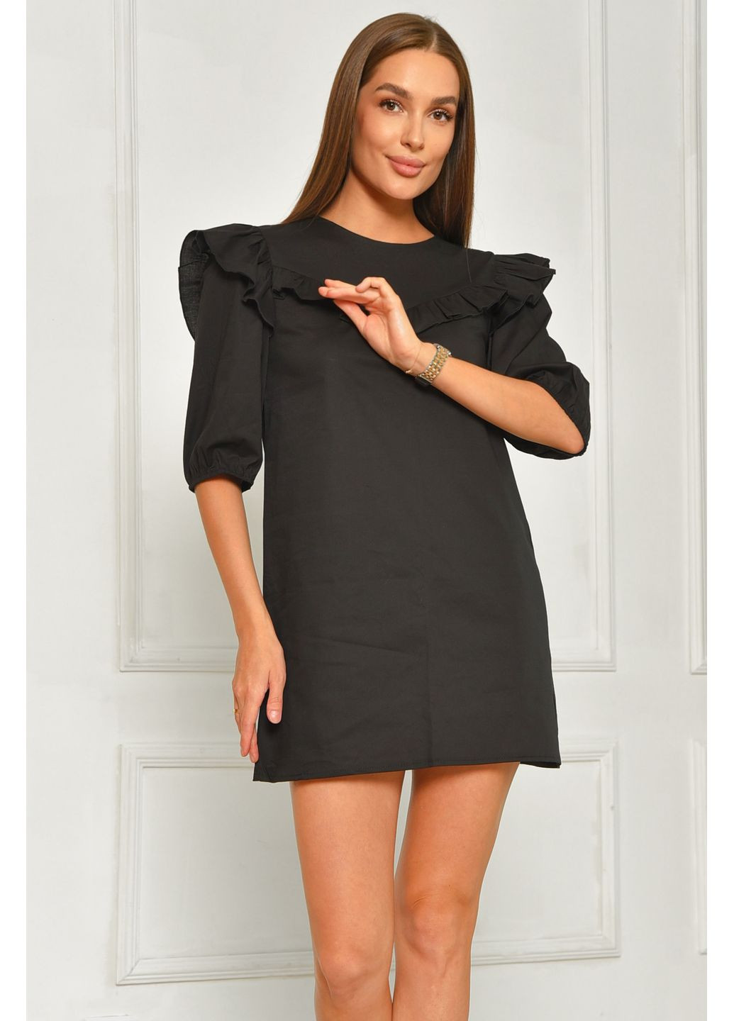 Чорна вечірня сукня жіноча чорного кольору футляр Let's Shop однотонна