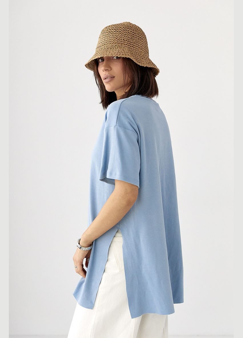 Однотонная футболка с разрезами Lurex Футболка - (333972624)