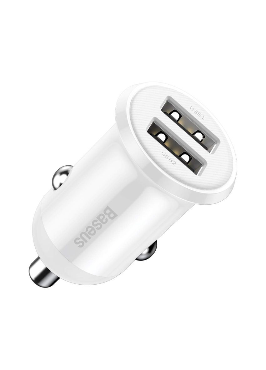 АЗП Grain Pro Car Charger (Dual USB 4.8 A) White Baseus (297456949)