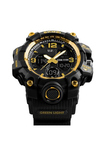 Часы мужские спортивные водостойкие 1155B (Скмей), черный с золотым ( код: IBW164BJ ) Skmei (323139146)