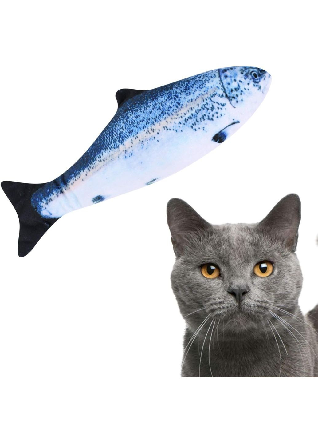 Іграшка для котів та котів механічна вібро риба Товстолобик 28 см Ecotoys (269341838)