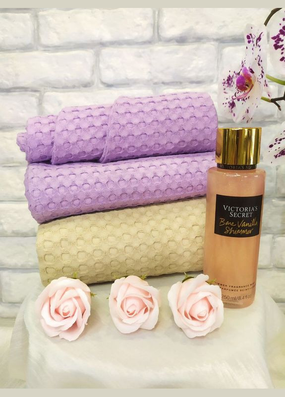 Подарок для женщин набор вафельных полотенец, тюрбан Victoria's Secret и мыльные цветы (5743-2180) No Brand (301035422)