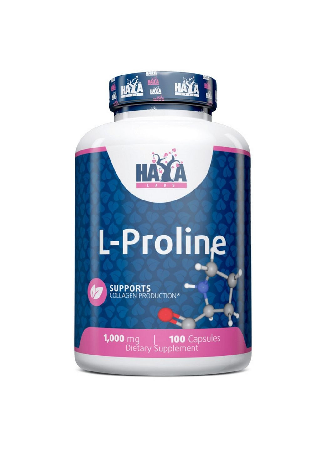 Амінокислота L-Proline 1000 mg, 100 капсул Haya Labs (293421373)
