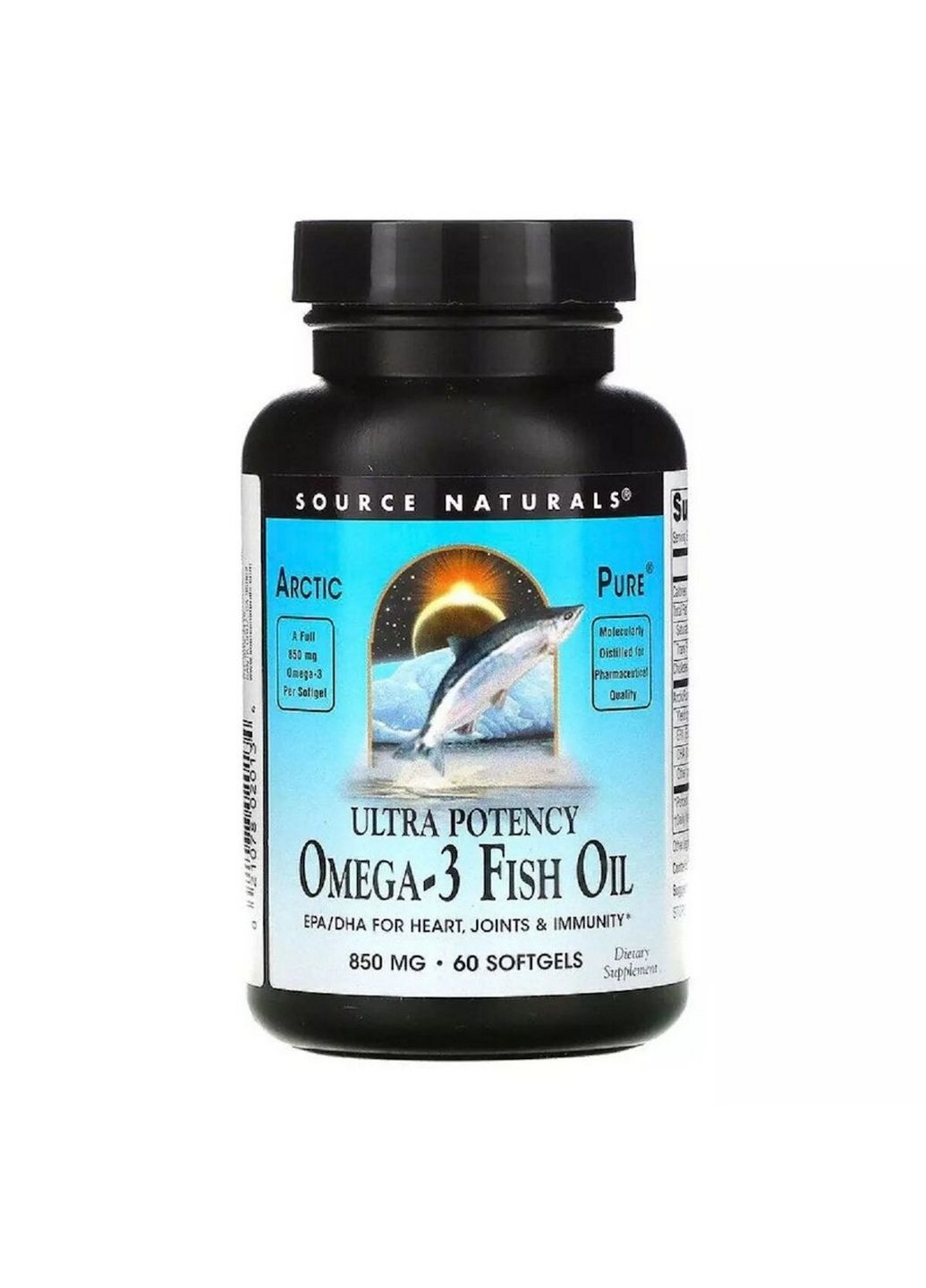 Жирные кислоты Arctic Pure Ultra Potency Omega-3 Fish Oil 850 mg, 60 капсул Source Naturals (293482330)