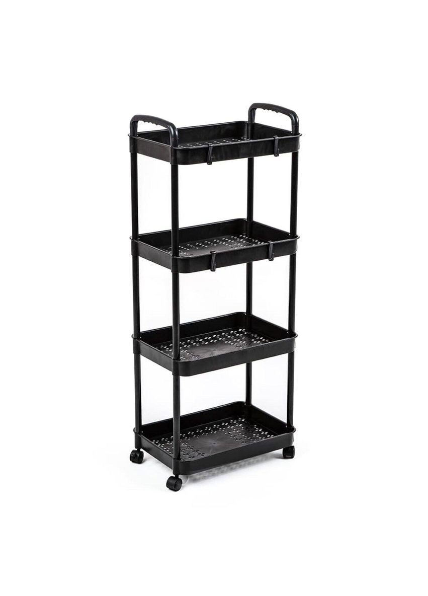 Этажерка мобильная четырехъярусная универсальная пластиковая черная 41*25*101см Sticker Wall (300241960)