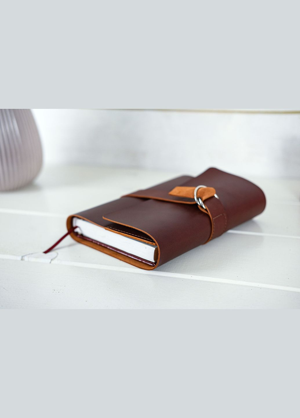 Шкіряна обкладинка для блокноту А5 Дизайн №6, натуральна шкіра італійський Краст, колір Коньяк Berty (299397060)