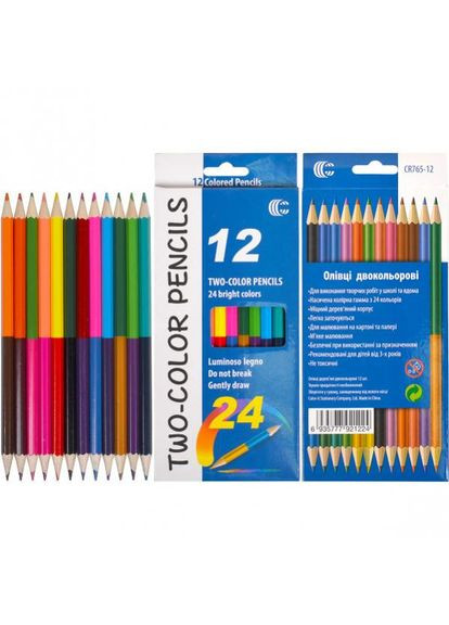Детские двухсторонние карандаши для рисования "Two-color" CR765-12, 24 цвета Metr + (301086289)