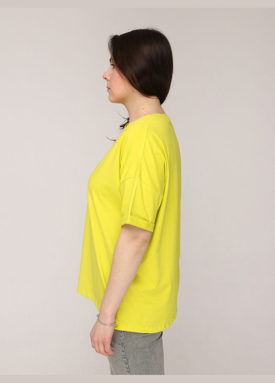 Женская футболка желтая широкая удлиненная однотонная JEANSclub Подовжена - (294755972)