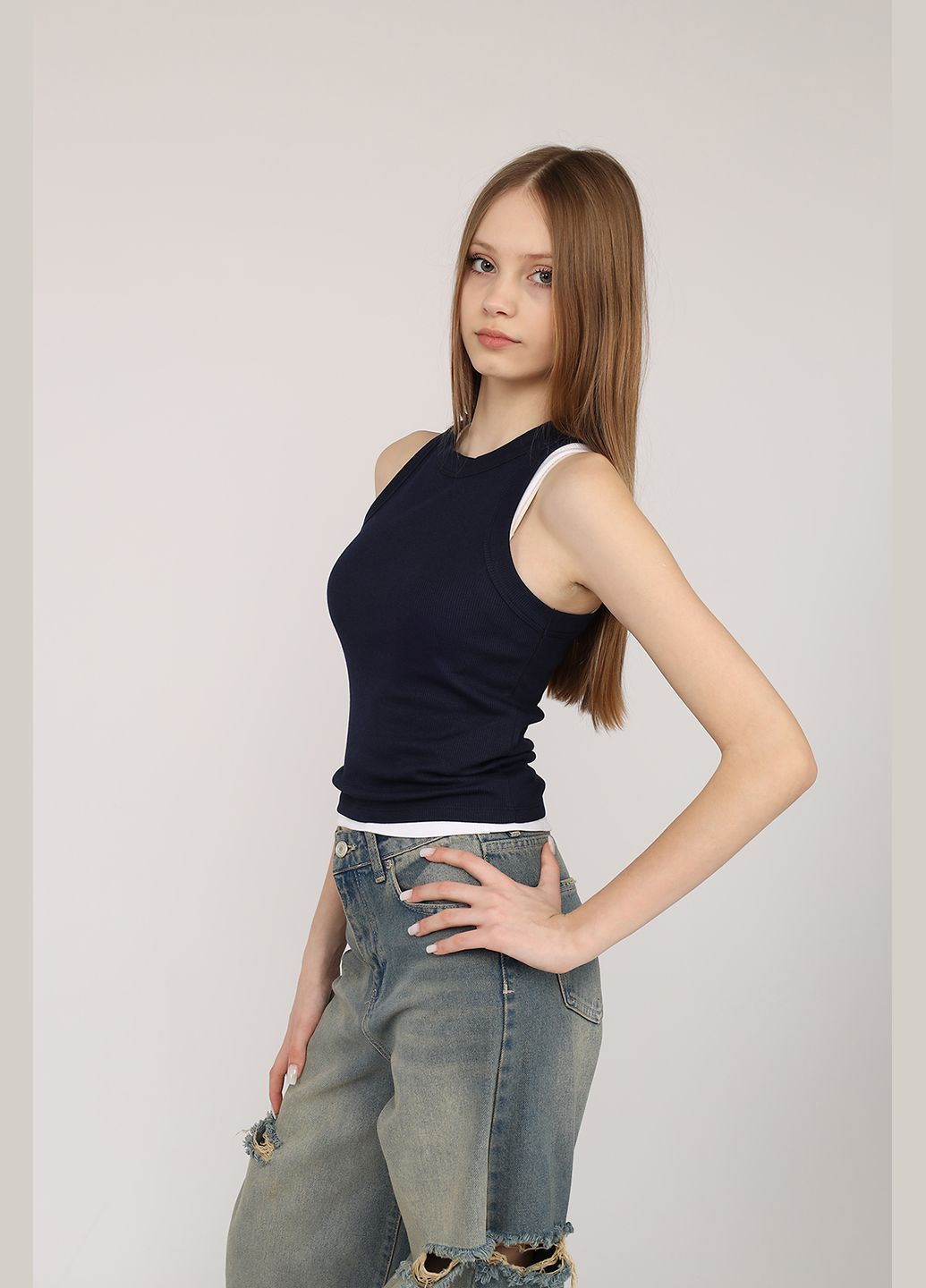 Майка с широкими бретелями женская цвет синий ЦБ-00272225 Busem — 324216294