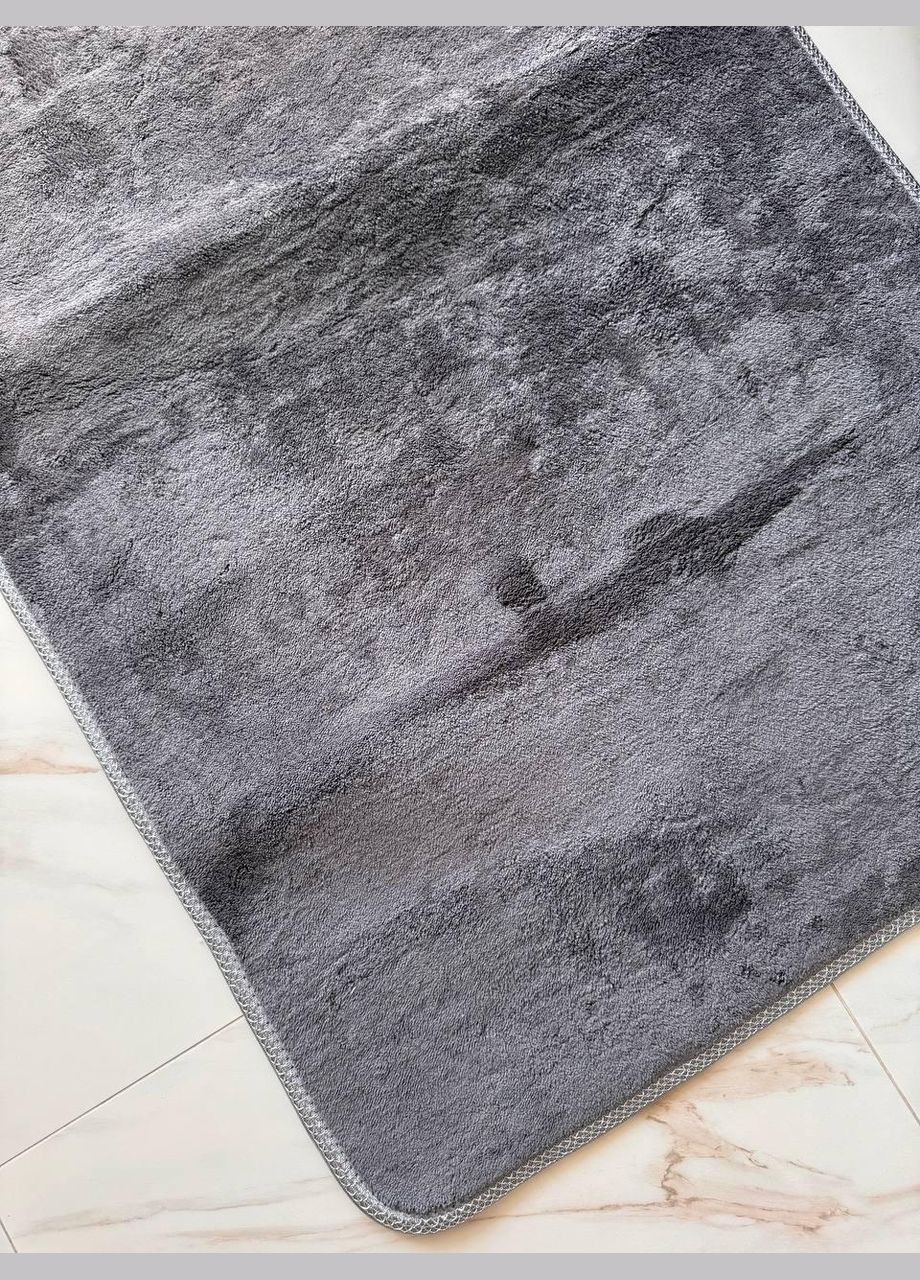 Хутряний килим з довгим ворсом на гумовій основі 80х150 см Темно-сірий (П4К-norka-kover-005) No Brand (323160666)