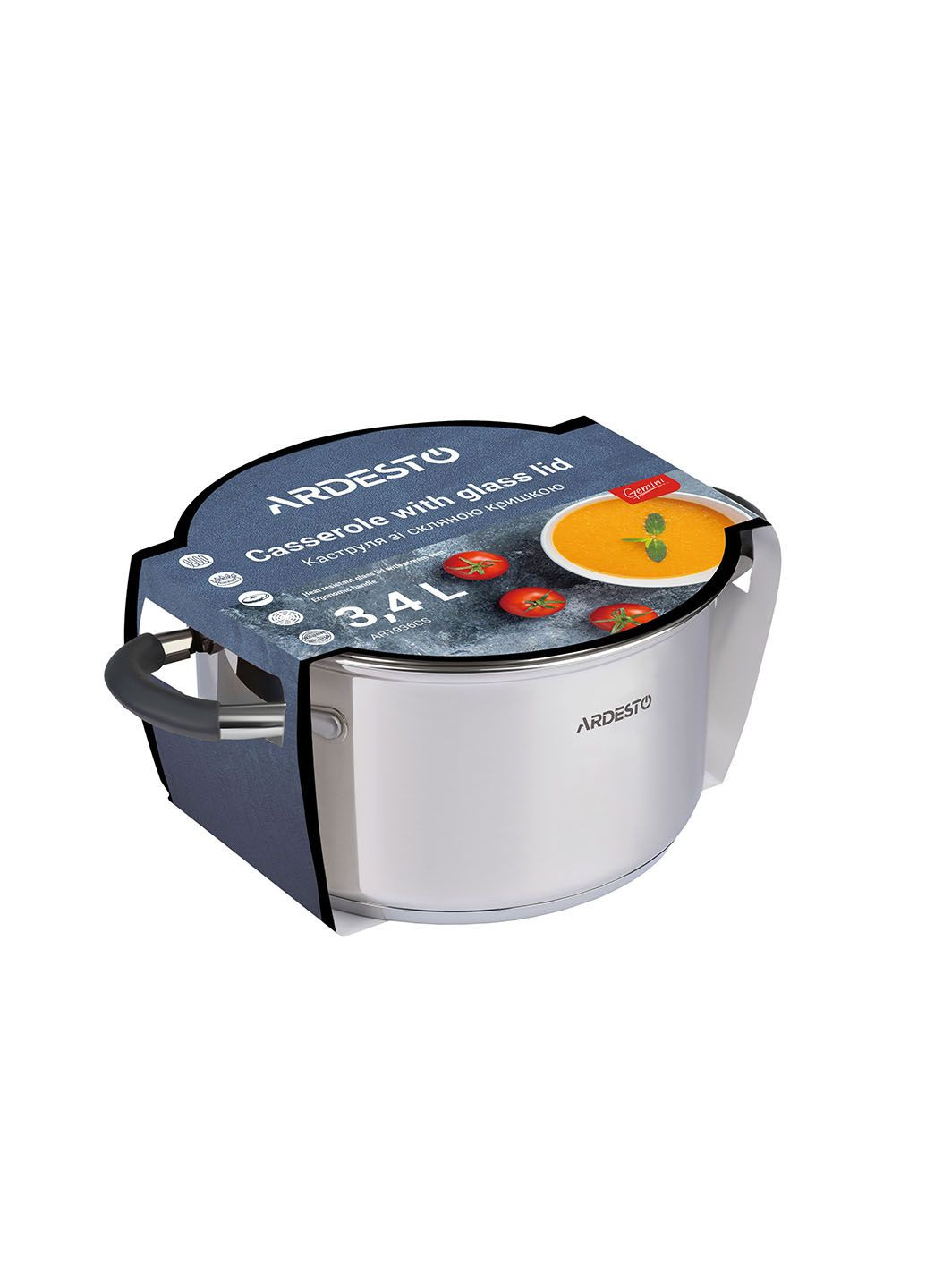 Каструля з нержавіючої стали з кришкою 4,7 L Gemini AR1947CS Ardesto (337176794)