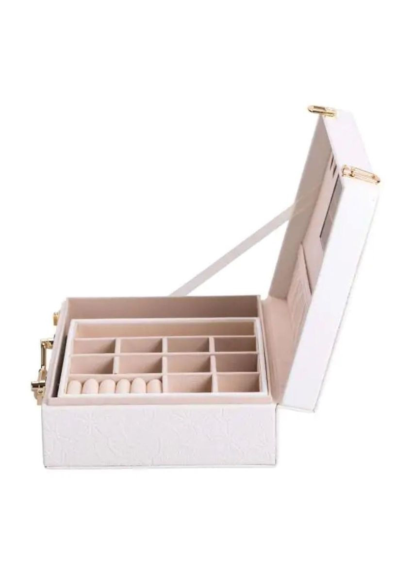 Скринька для прикрас з еко шкіри 2 яруси із дзеркалом органайзер для ювелірних виробів HP-5-15W Yiwu (370800458)