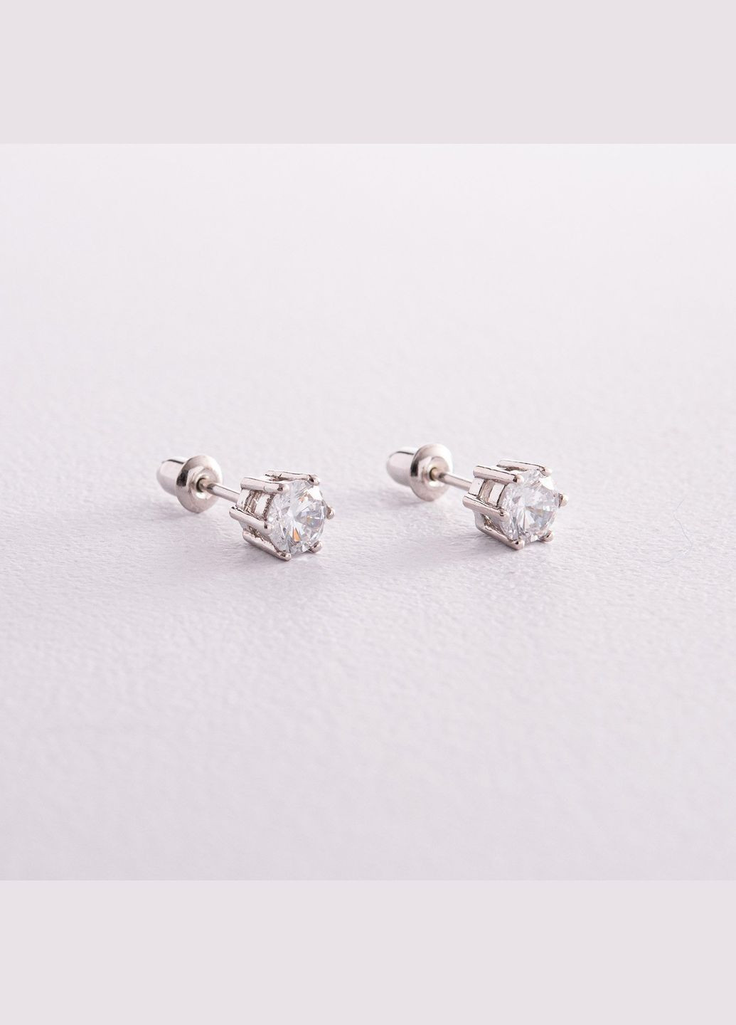 Срібні сережки - пусети з фіанітами 12623 Oniks (280916681)