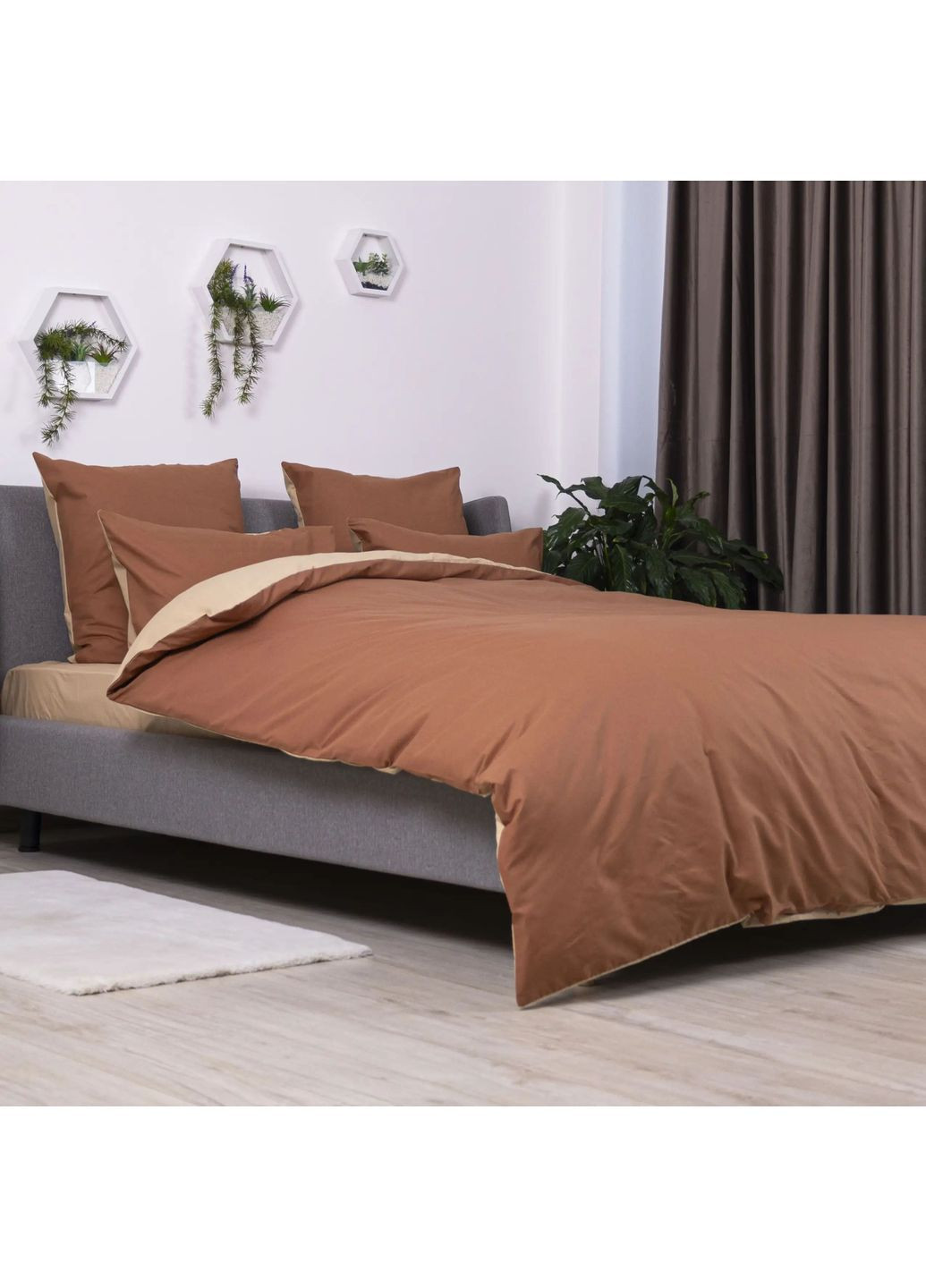 Сімейний комплект постільної білизни з наволочками 50*70 см, 115 гр/м2 Пісочний Кварц Коричневий (18450150215) ТЕП (365851603)