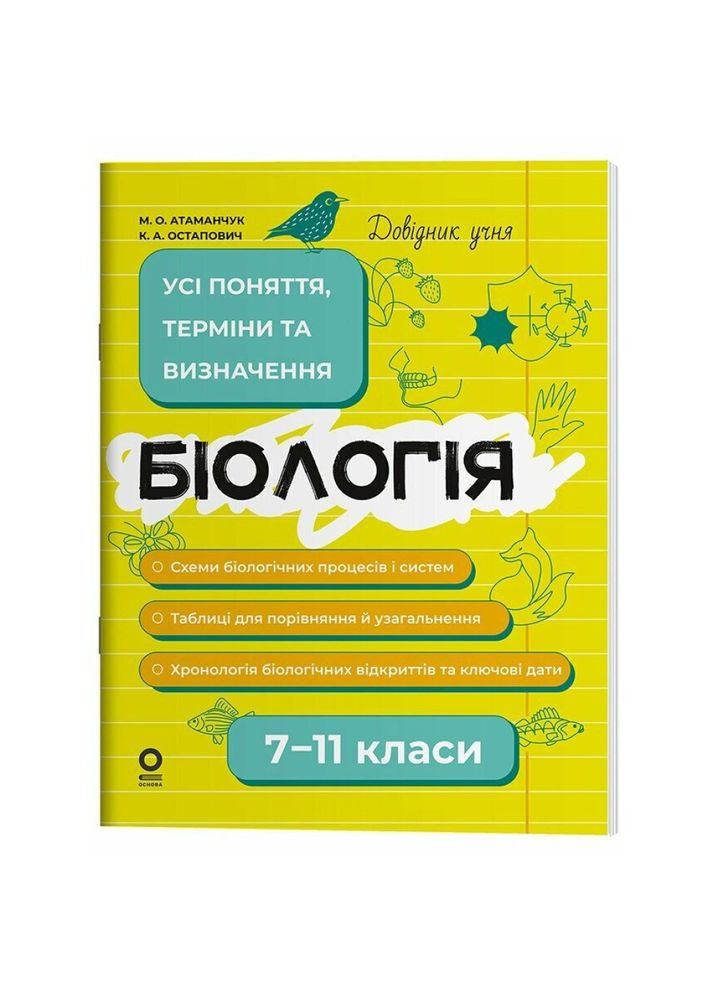 Справочник учащегося. Биология. Все понятия, термины и определения. 7–11 классы / Маргарита Атаманчук Основа (332665822)