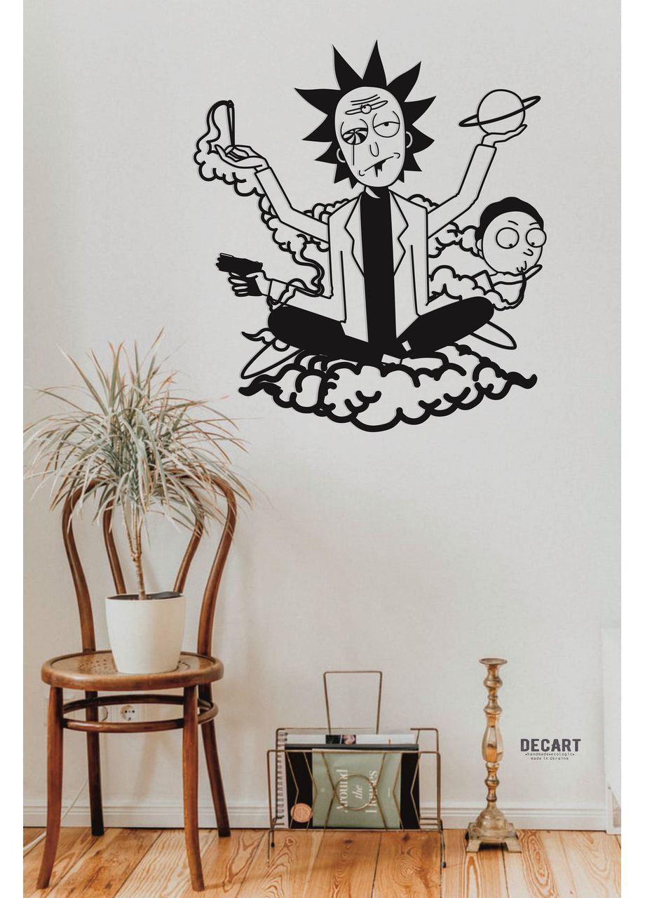 Панно из дерева на стену . Декор на подарок Рик и Морти 70х64 см Decart (360610218)