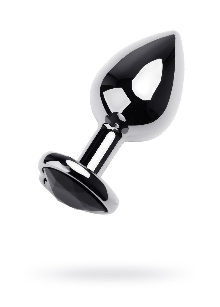 Анальна пробка - Silver anal plug TOYFA Metal with black heart-shaped gem, length 7 cm, diameter 1,8 No Brand (294182056)