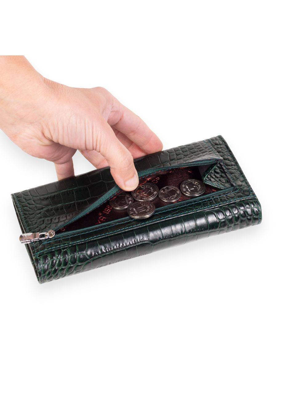 Жіночий гаманець 1191017 зелений з натуральної шкіри Karya (261481947)