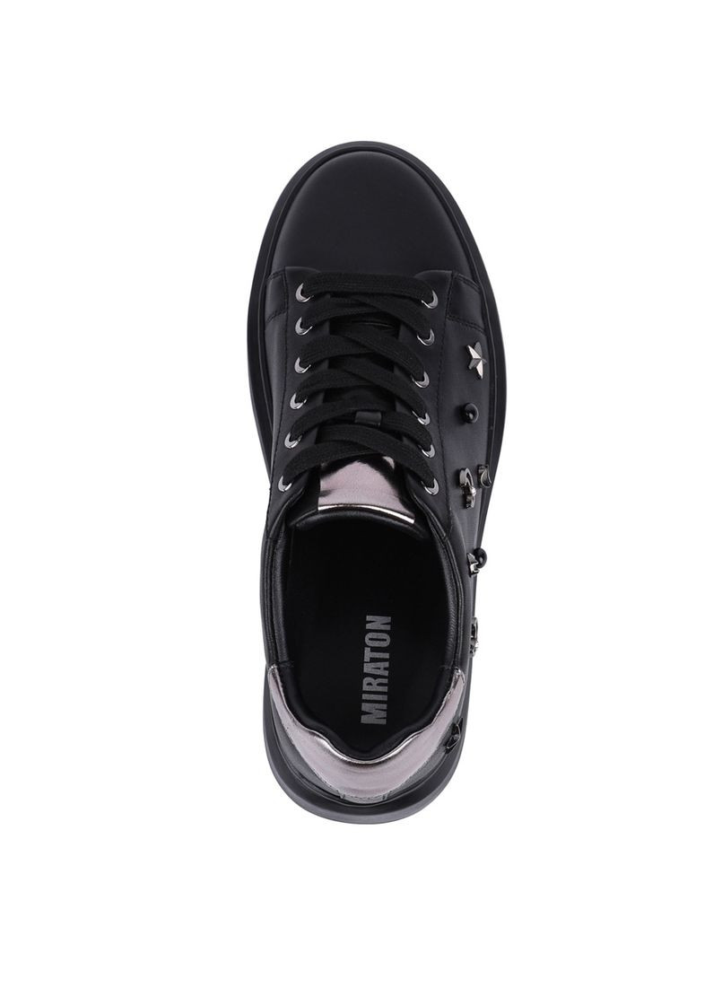Черные женские кеды 2211-5h черная кожа MIRATON