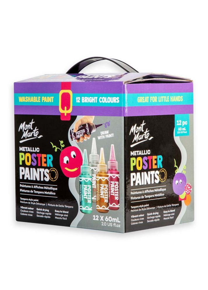 Металлические краски для плакатов постеров Metallic Poster Paints 12pc x 60ml Mont Marte (338854625)