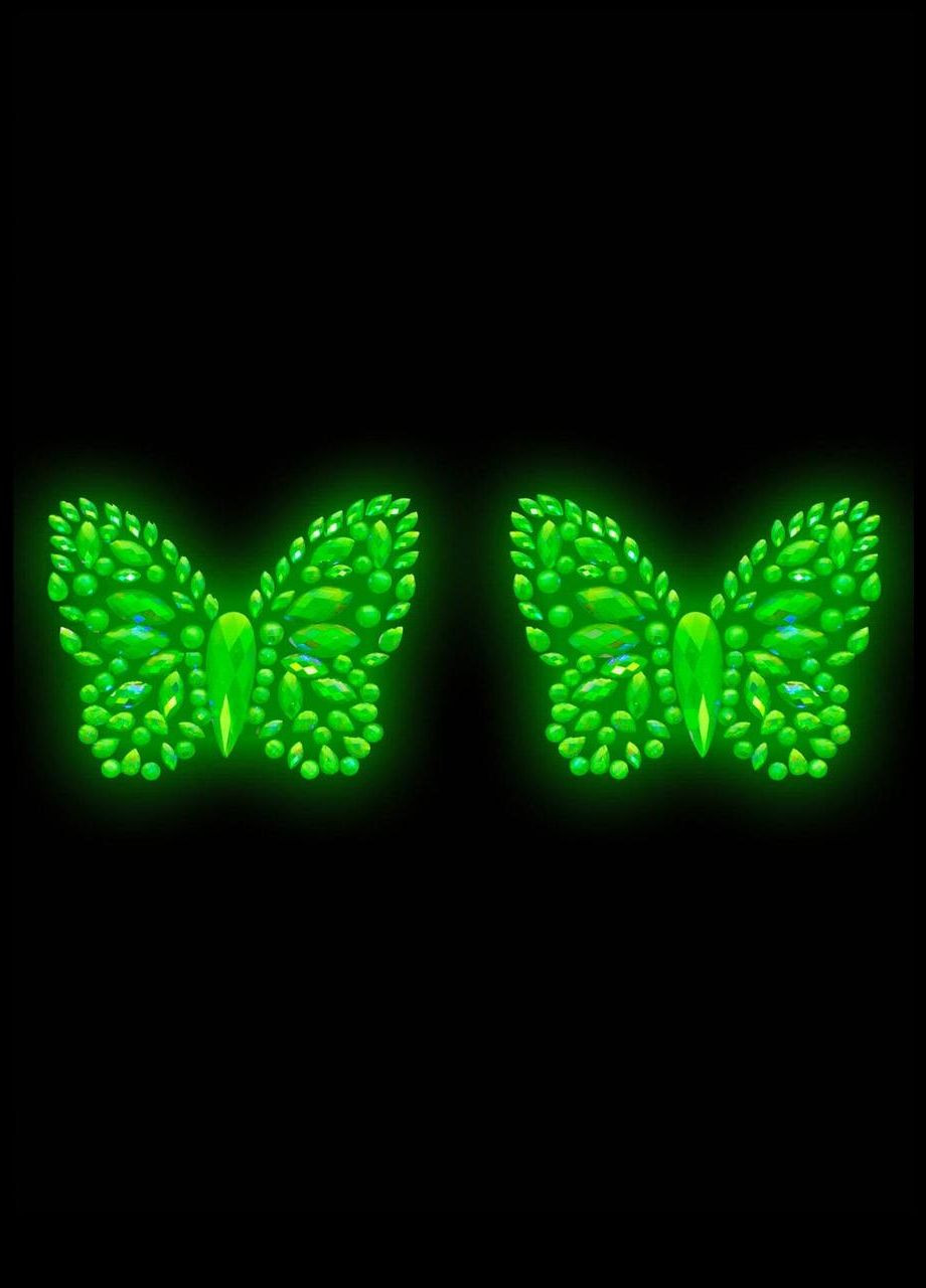 Комбінований пестис-метелики з кристалів leg avenue chrysallis nipple sticker, наліпки, світяться у темряві No Brand