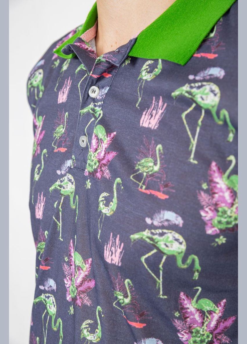 Серо-зеленая поло мужское с принтом 247r312 с коротким рукавом Ager