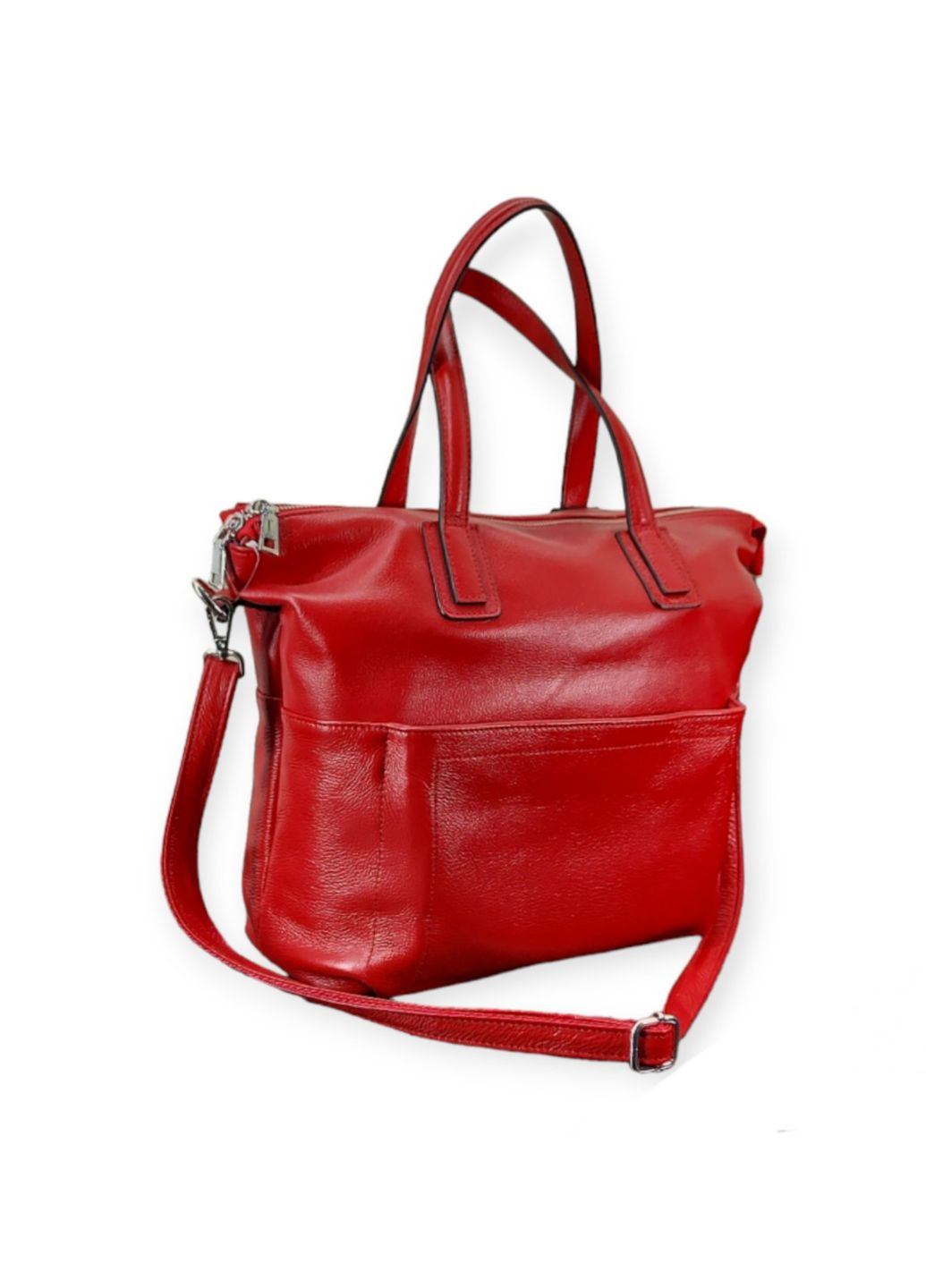 Сумка шкіряна червона 31х28х14 см No Brand (333337807)