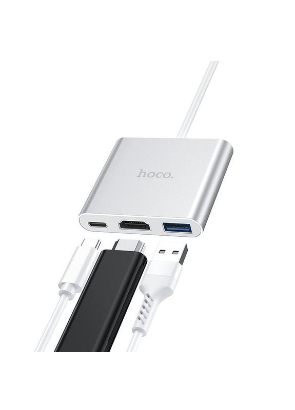 Перехідник TypeC На USB 3.0 + HDMI концентратор розгалужувач HB14 Hoco (279826982)