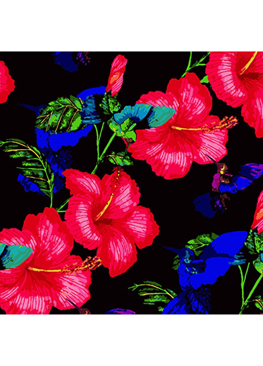 Картина по номерам для взрослых Роскошь гибискуса акриловая для творчества черная см Strateg (362435697)