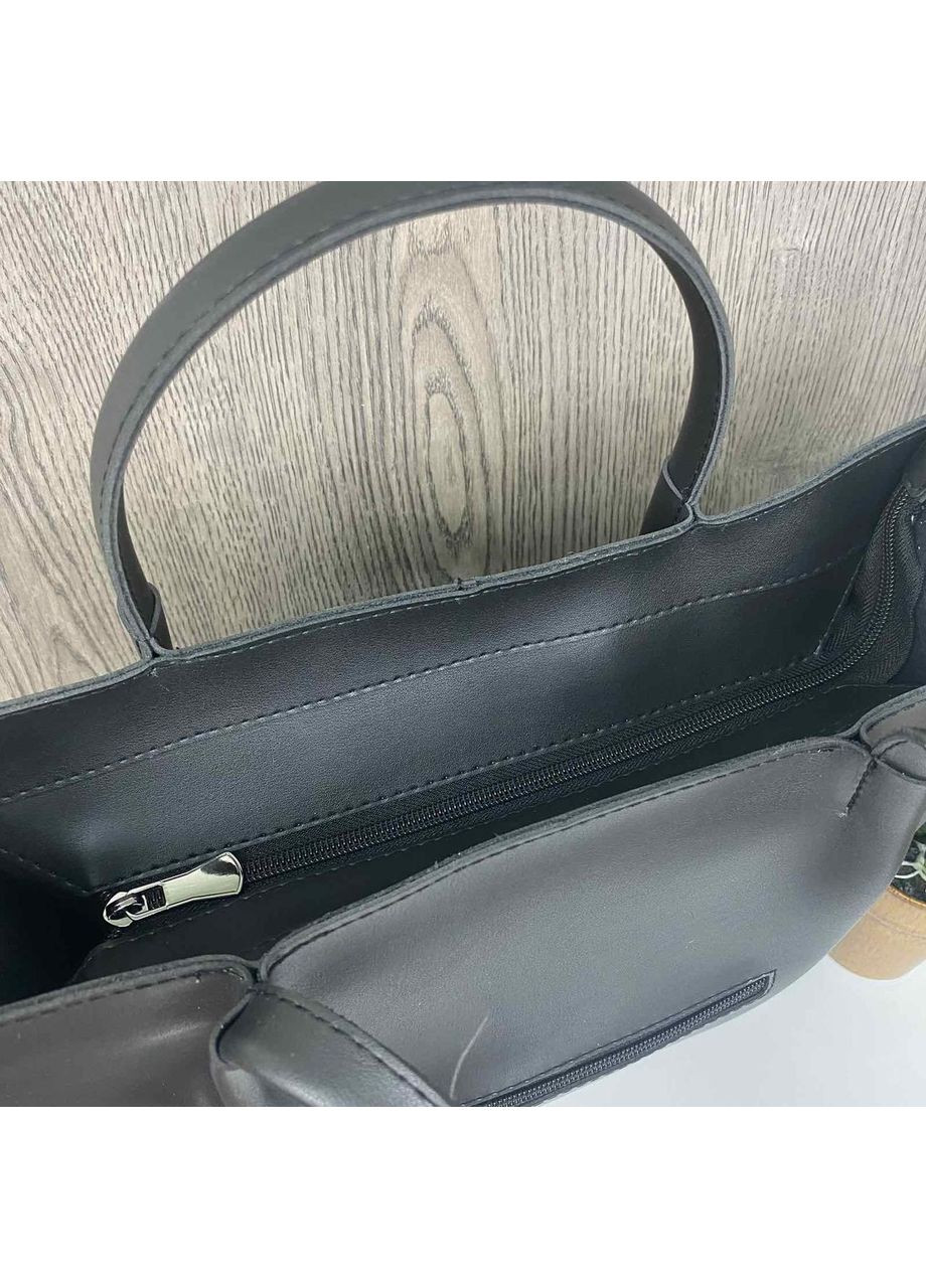 Качественная классическая женская сумка черная большая сумочка из экокожи для повседневного использованияная сумка ProDobro (363221045)