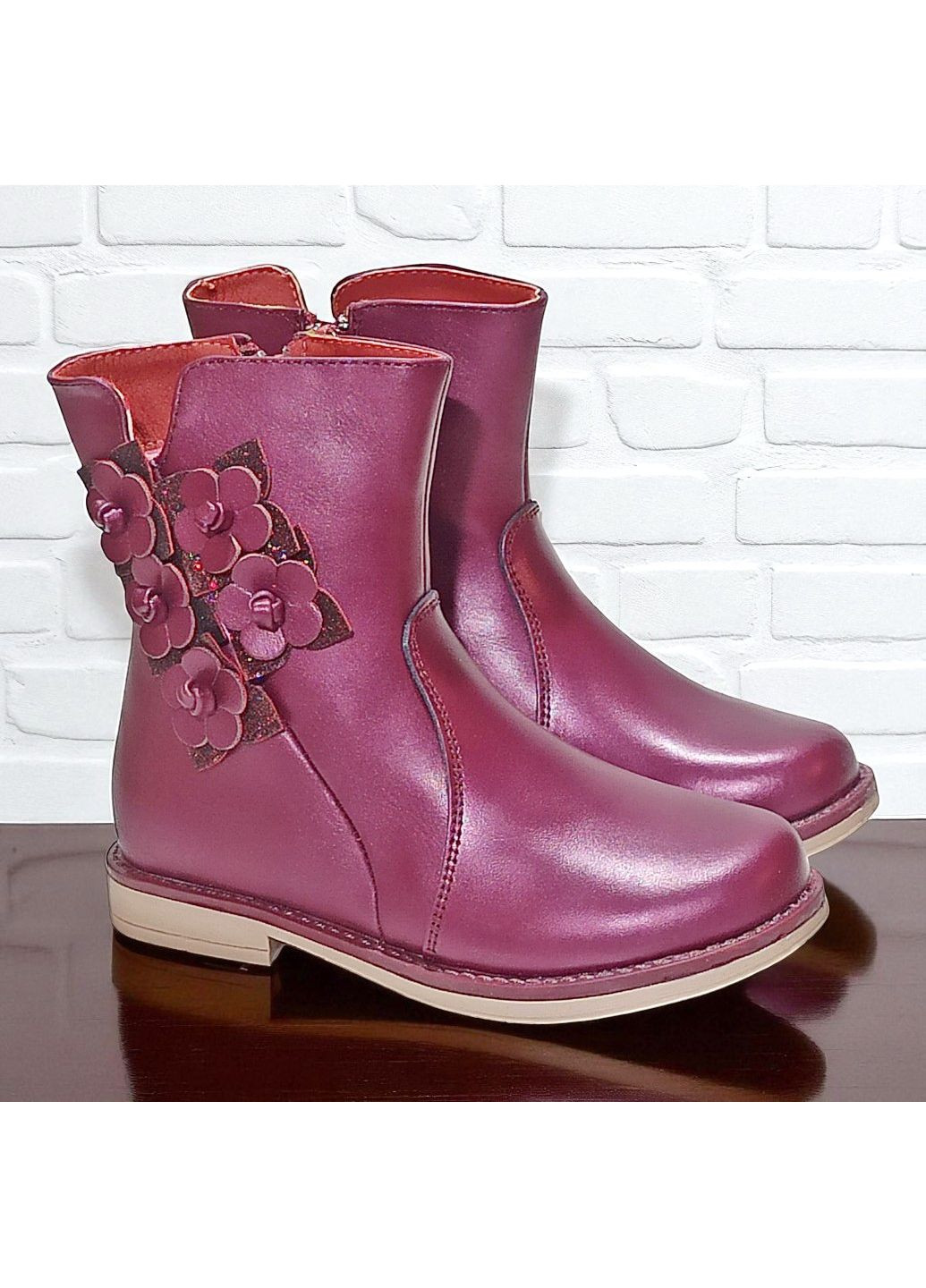 Фиолетовые повседневные осенние утепленные ортопедические демисезонные ботинки на флисе для девочки казка L&D