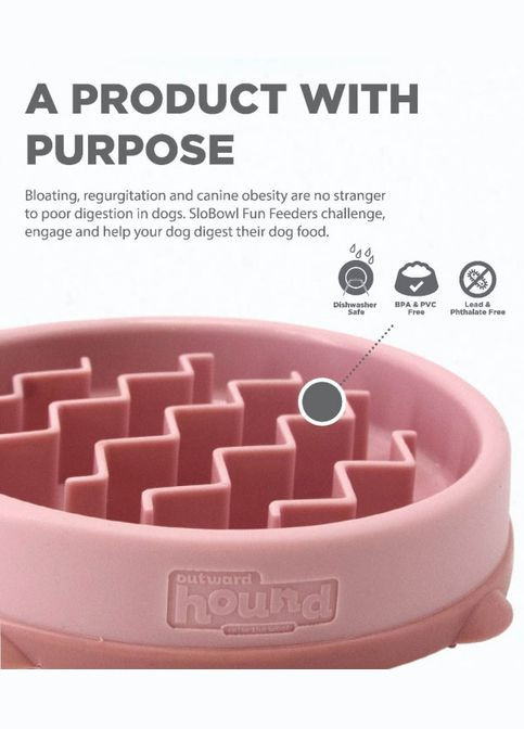 Миска-лабіринт д/собак Фан Фідер Хвиля SM-мала Рожева 14.6 х 2.5 х 14.6 см (oh69754) Outward Hound (311224501)