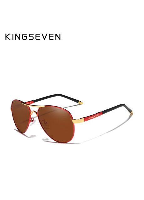 Мужские поляризационные солнцезащитные очки N7503 Red Brown KINGSEVEN (338194632)