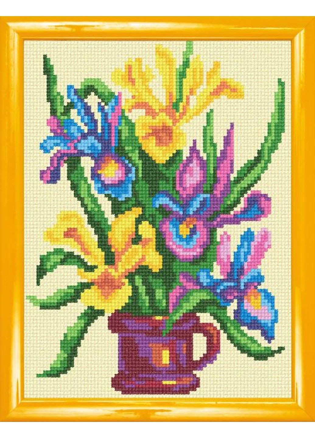 Набор для вышивки крестиком Ирисы в вазе страмин Zweigart Madeira мулине 18х24 см No Brand (333165895)