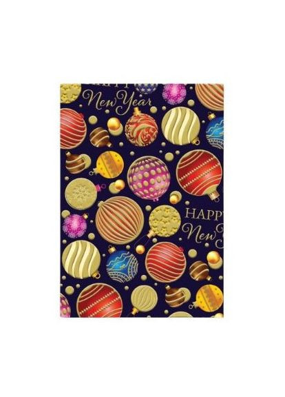 Новогодняя бумага для подарков 70*100 см. / Новогодние шары на синем. Експрес Удачі (365823374)