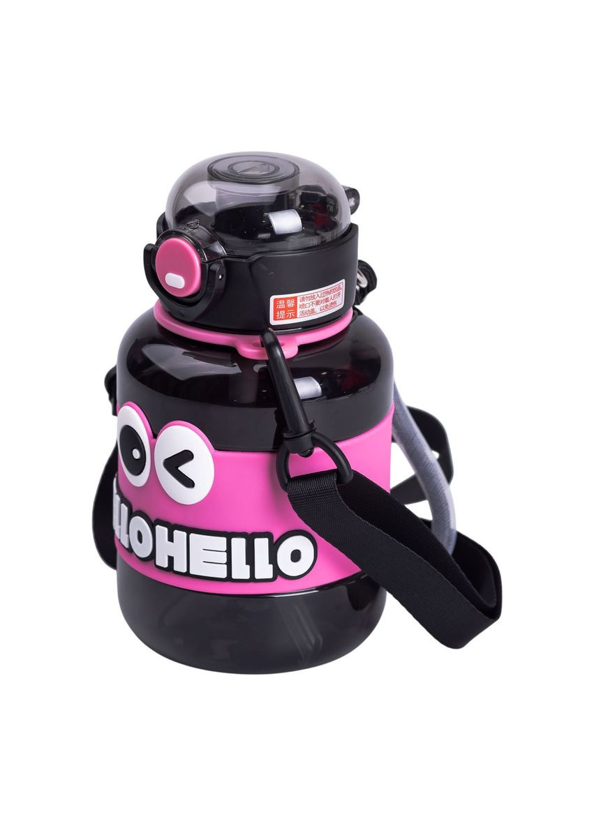 Пляшка для води дитяча з трубочкою 680 мл з ручкою та ремінцем Чорна HP-14-46B (A-033946) Yiwu (356729065)