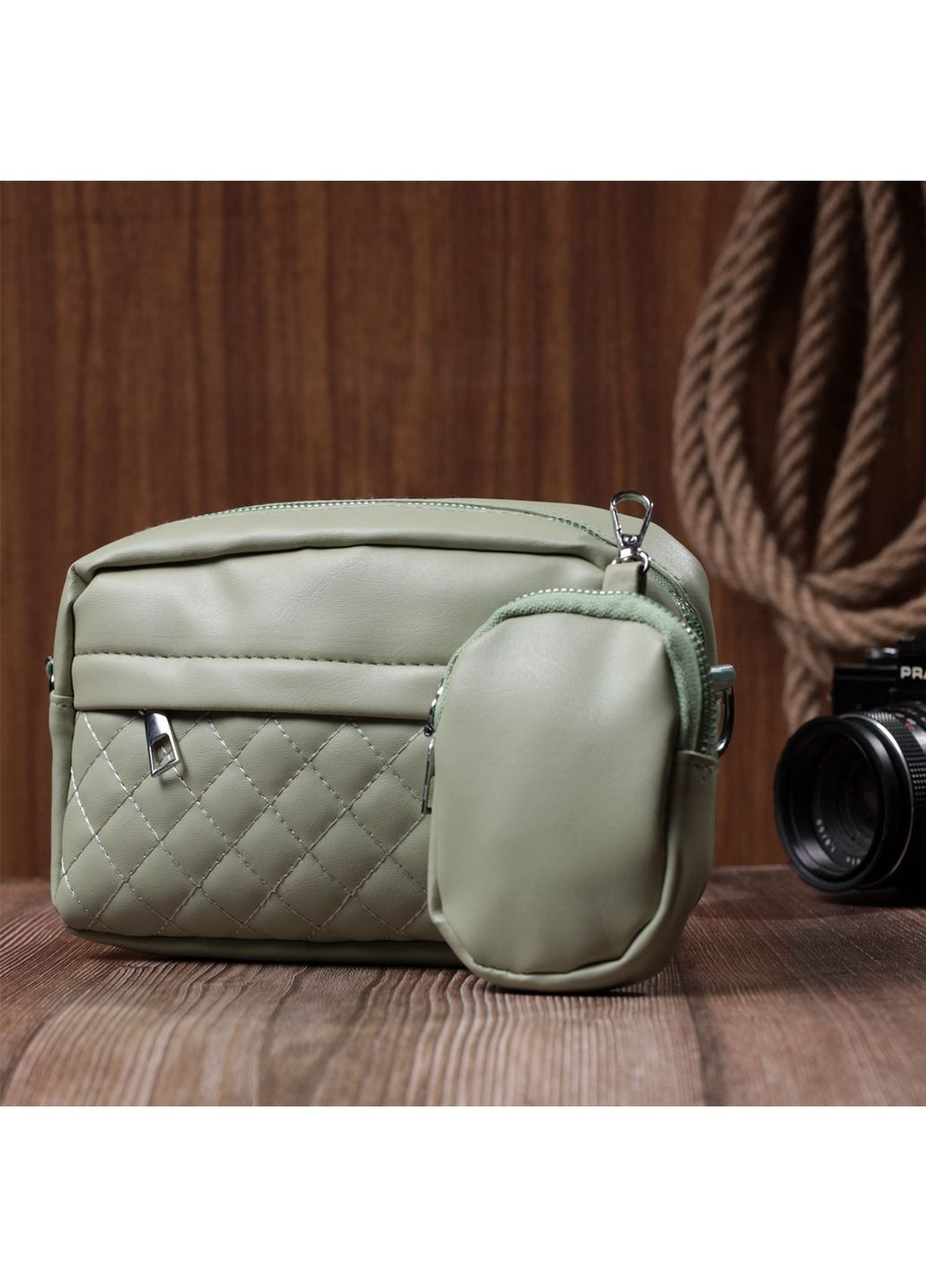 Стильна жіноча сумка крос-боді з монетницею з екошкіри. 19,5х12,5х6,5 см Vintage (315872585)