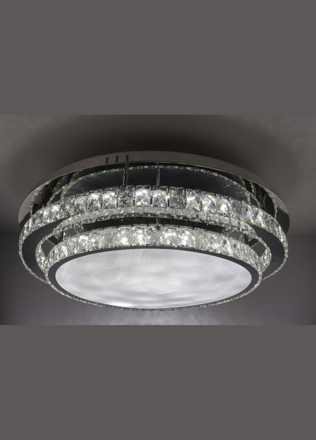 Люстра стельова кришталева LED з пультом 25671 Хром 18х80х80 см. Sunnysky (364766618)