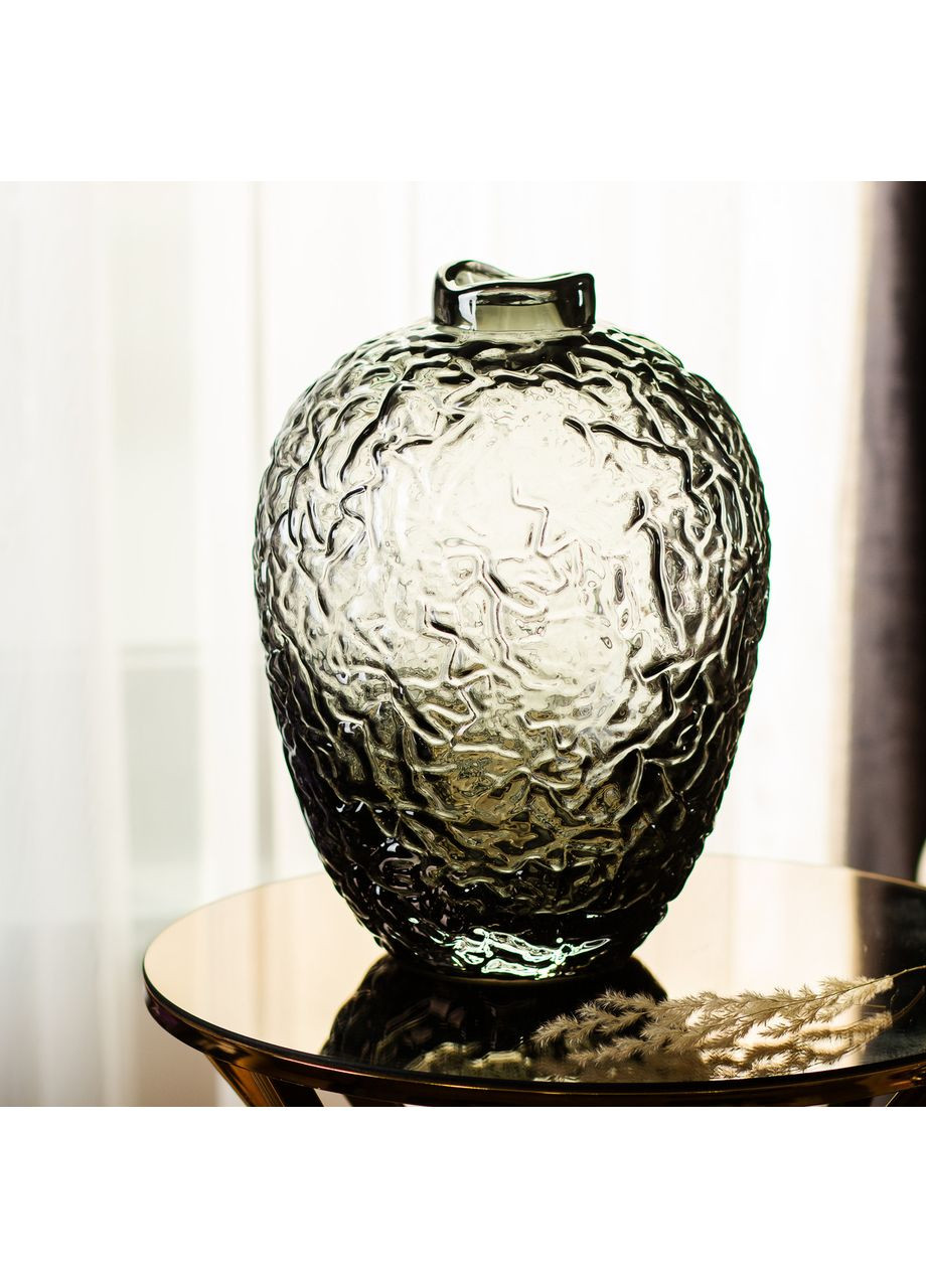 Ваза для цветов декоративная стеклянная серая для интерьера цветочная композиция ProDobro (364192052)