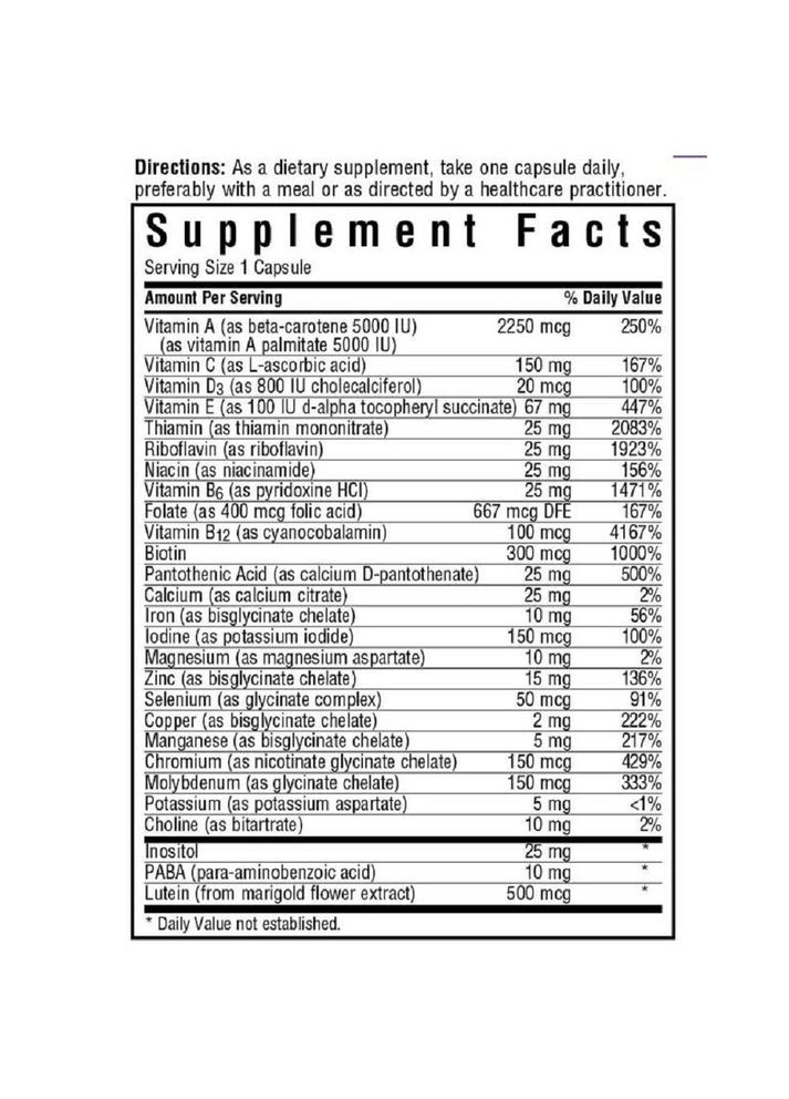 Мультивитамины с железом, MultiONE,, 60 вегетарианских капсул Bluebonnet Nutrition (326054552)