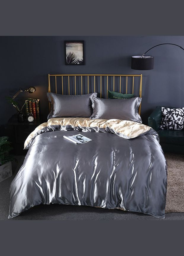 Атласное постельное белье Семейный Серый 150 x 210 наволочки 2 х 50х70 см, 2 х 70х70 см (141418-03) No Brand (348095218)