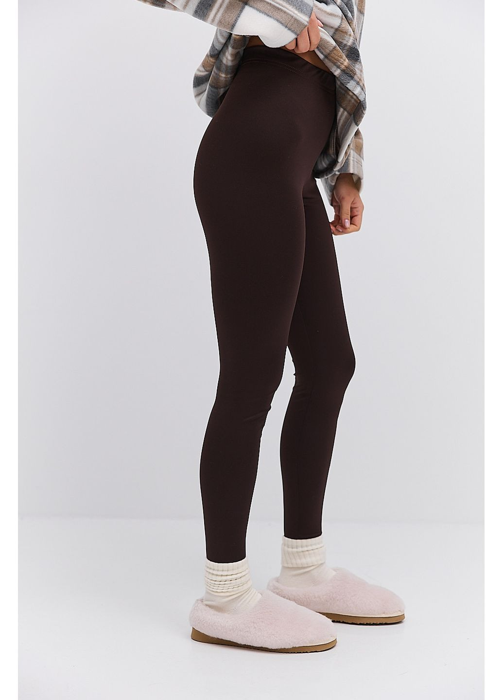 Коричневые демисезонные женские высокие лосины Arjen